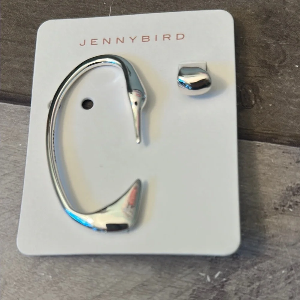 Jenny Bird Silver Sculptural Ear Cuff & Stud Set